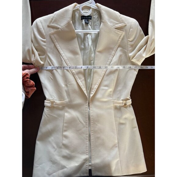 Vintage Y2K 2000s Bebe Off White Ivory Tailored Wool Blazer Size 6 - Picture 6 of 13